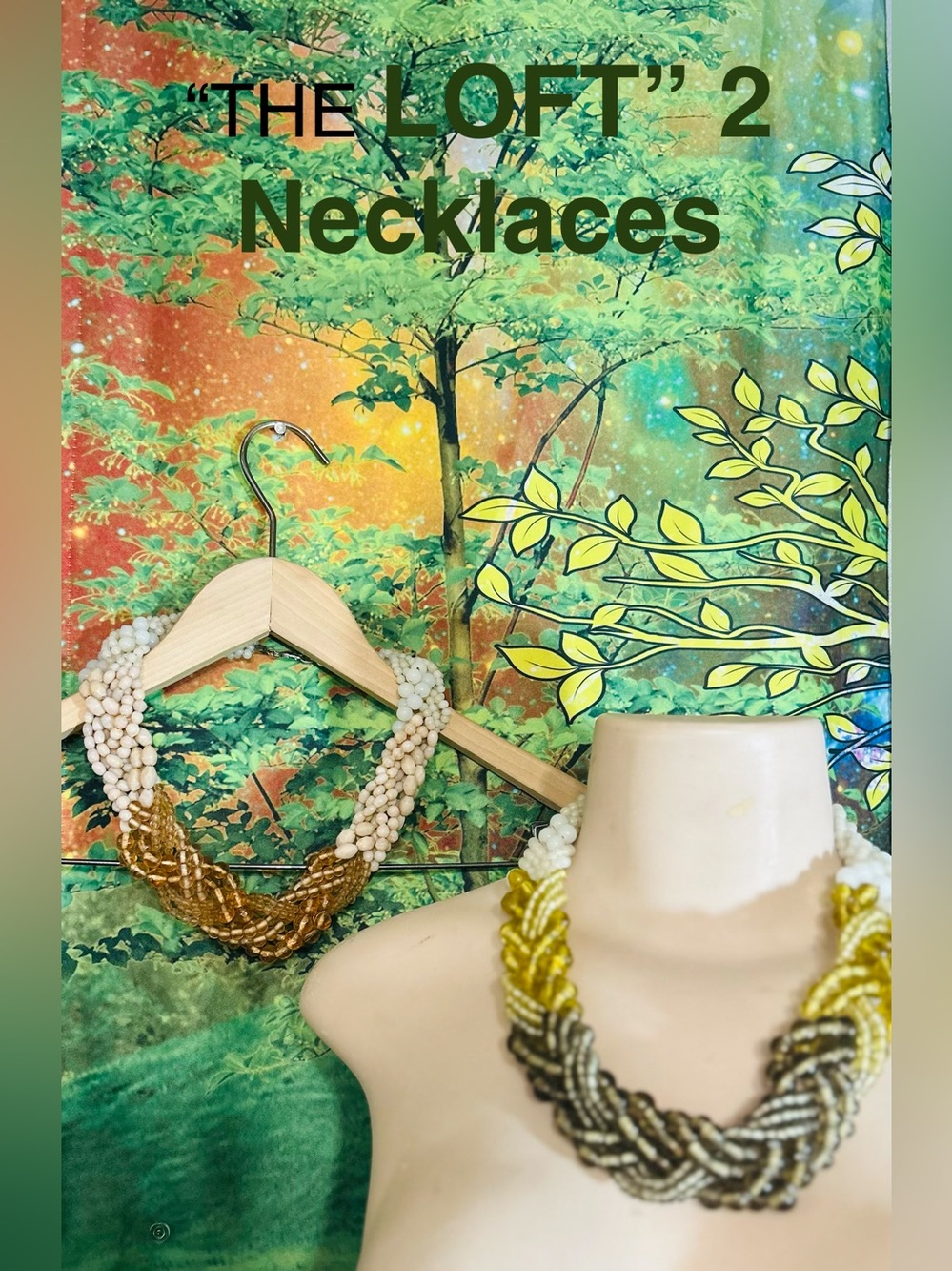 "THE LOFT" Braided Bead Statement Necklace{2} Necklaces *Peach&Cream Olive&Cream